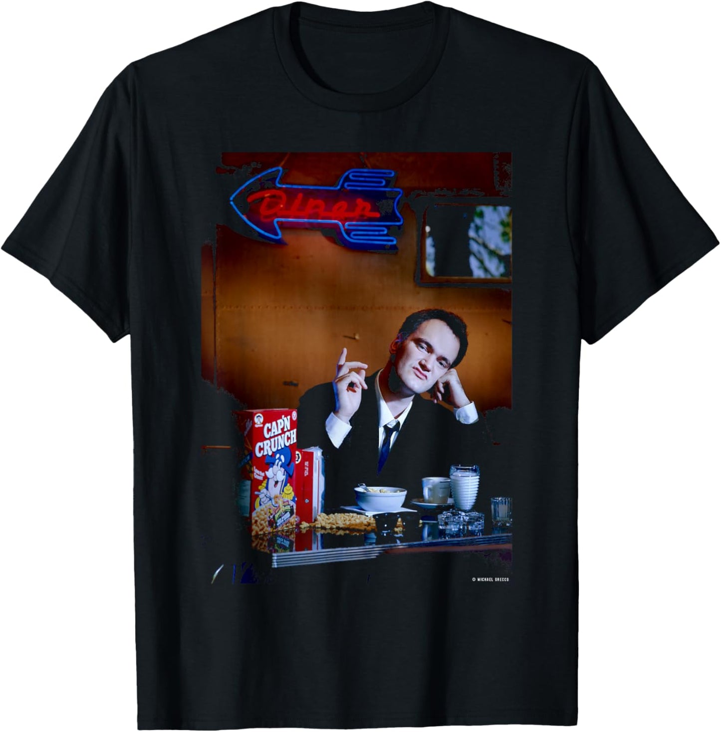 Cult Film Director Quentin Tarantino LA Diner Michael Grecco T-Shirt - T-Shirt | Black
