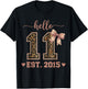 Hello Eleven EST 2015 11th Birthday Coquette 11 Year Leopard T-Shirt - T-Shirt | Black