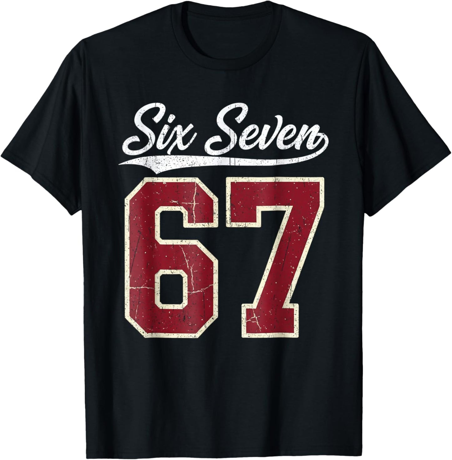 Six Seven Meme Boys Girls Kids 67 Baseball Jersey T-Shirt - T-Shirt | Black