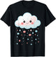 Cloud Raindrops Water White Cute Kawaii Funny Cloud T-Shirt - T-Shirt | Black