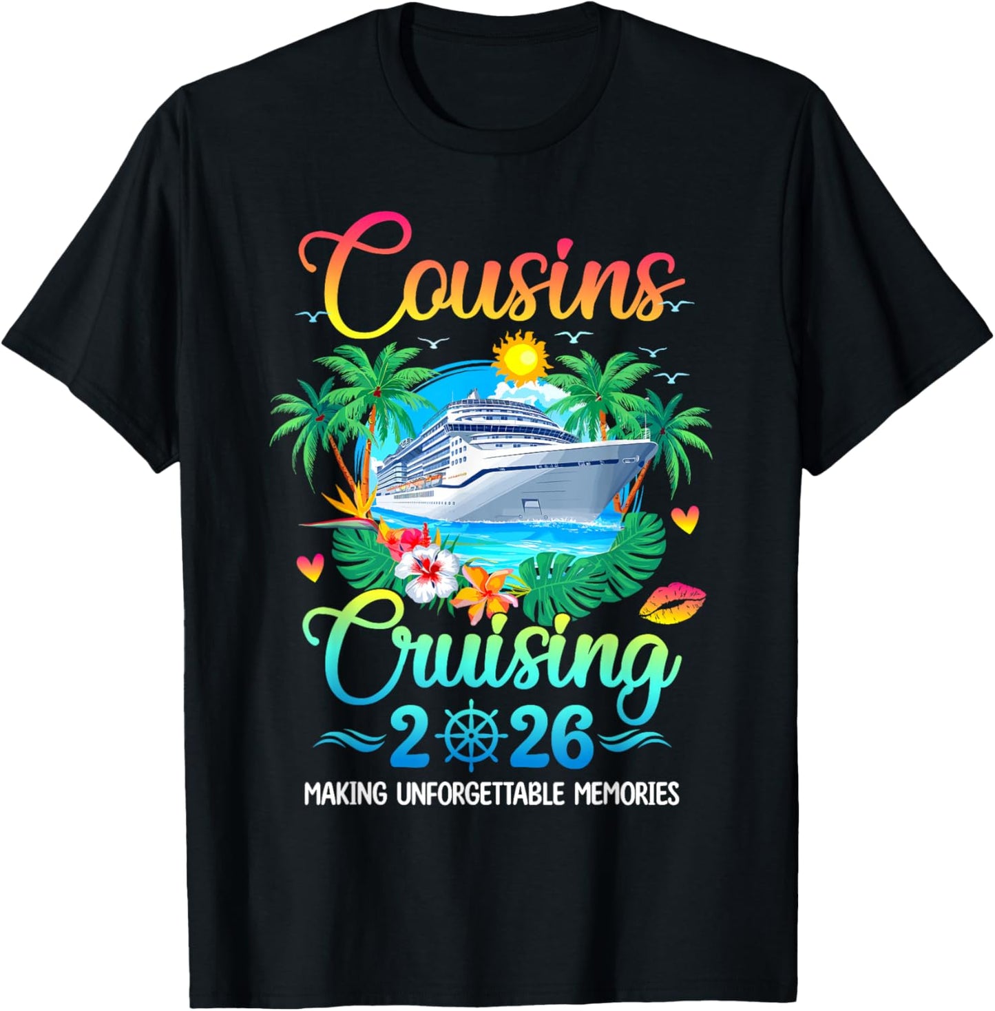 Cousins Cruising 2026 Cruising Matching Group Vacation Trip T-Shirt - T-Shirt | Black