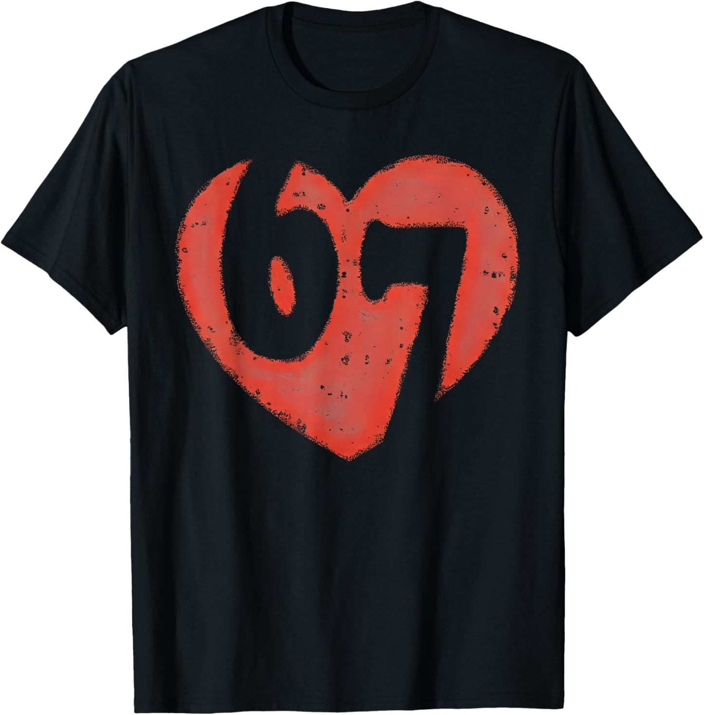 Ash Six Seven Valentine Meme 67 Heart Couple Lover Gifts T-Shirt - T-Shirt | Black