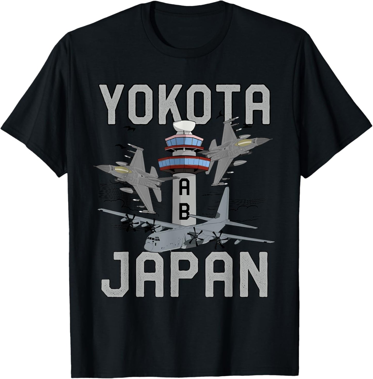 Yokota Air Base Japan C-130 Hercules Airlift Wing Veteran T-Shirt - T-Shirt | Black