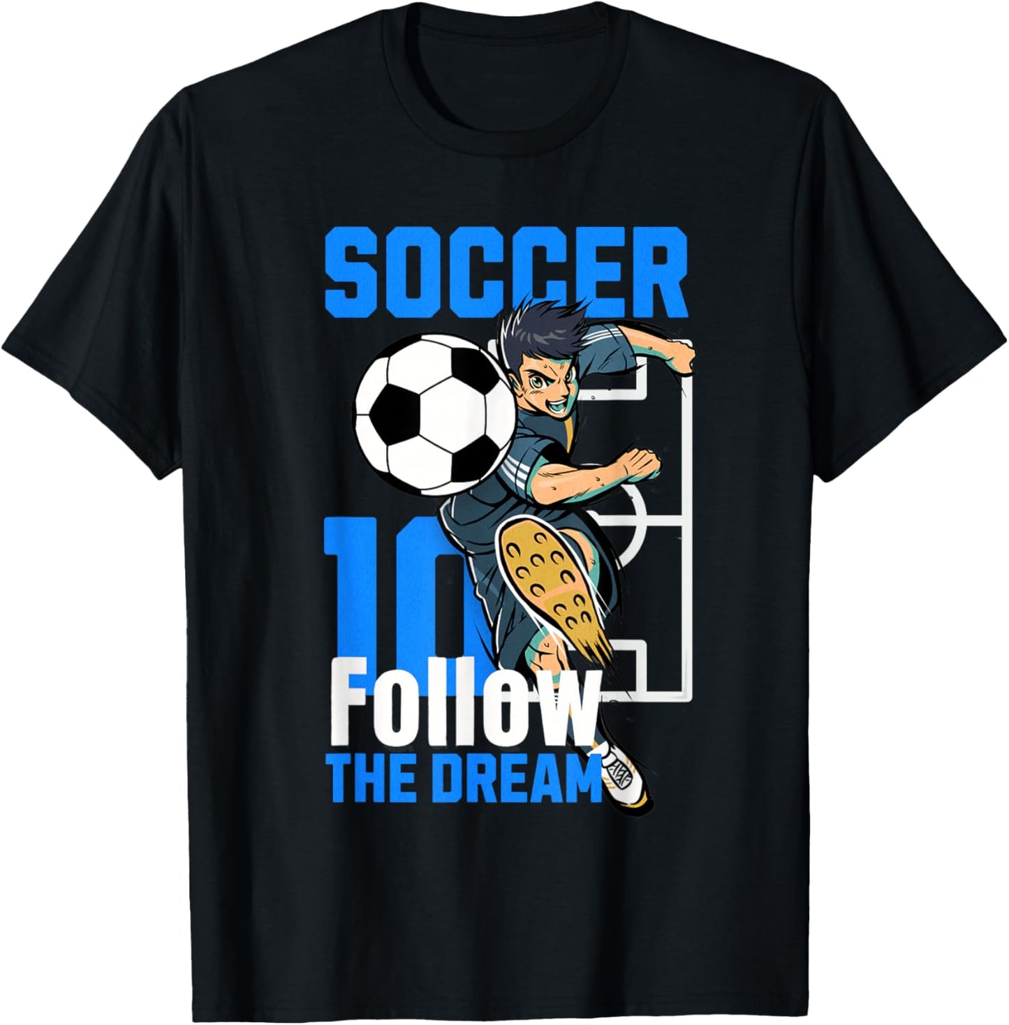 Soccer Player Action Art Follow The Dream Design T-Shirt - T-Shirt | Black