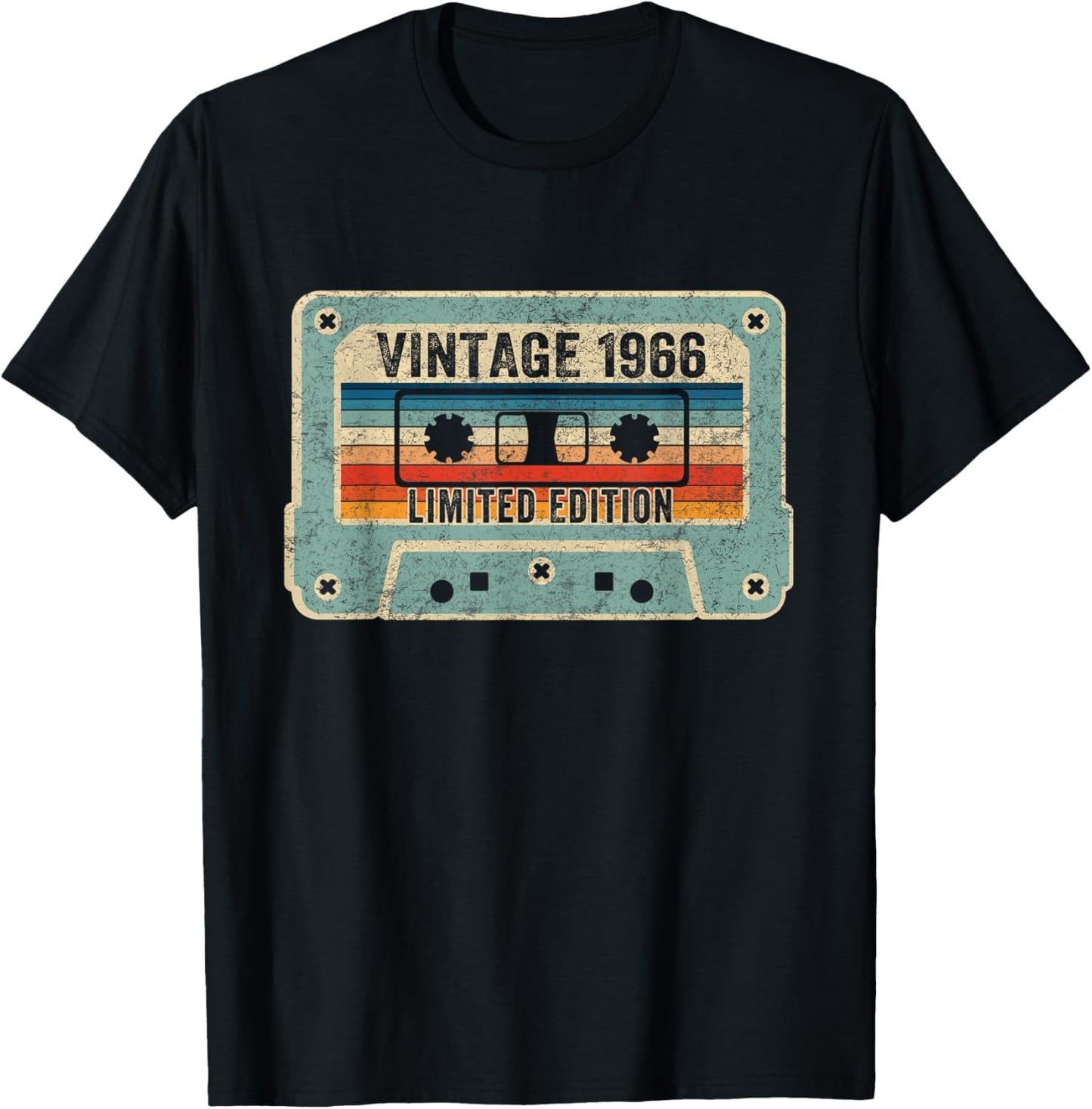 Vintage Born in 1966 Cassette Tape 60th Birthday 60 Year Old T-Shirt - T-Shirt | Black