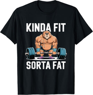 Kinda Fit Sorta Fat Funny Gym Body Cute Bear Retro T-Shirt - T-Shirt | Black