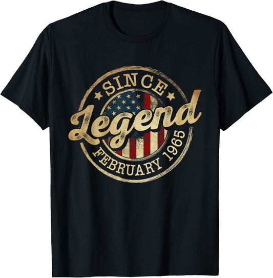 Legend Since February 1965 Vintage 61st Birthday Classic T-Shirt - T-Shirt | Black
