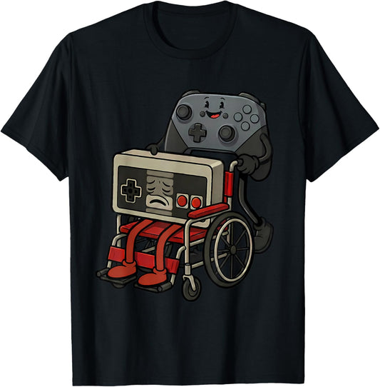 Funny Old Gamer Gaming Retro 80s 90s Video Game Controller T-Shirt - T-Shirt | Black