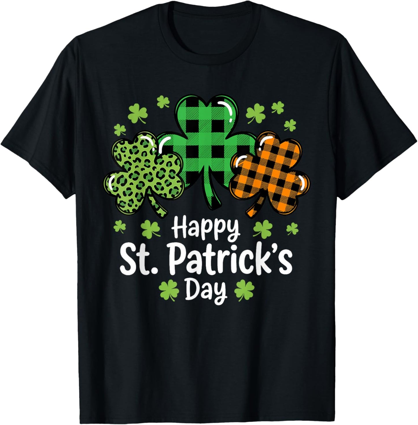 Happy St Patrick's Day Green Shamrocks Lucky Clover Family T-Shirt - T-Shirt | Black