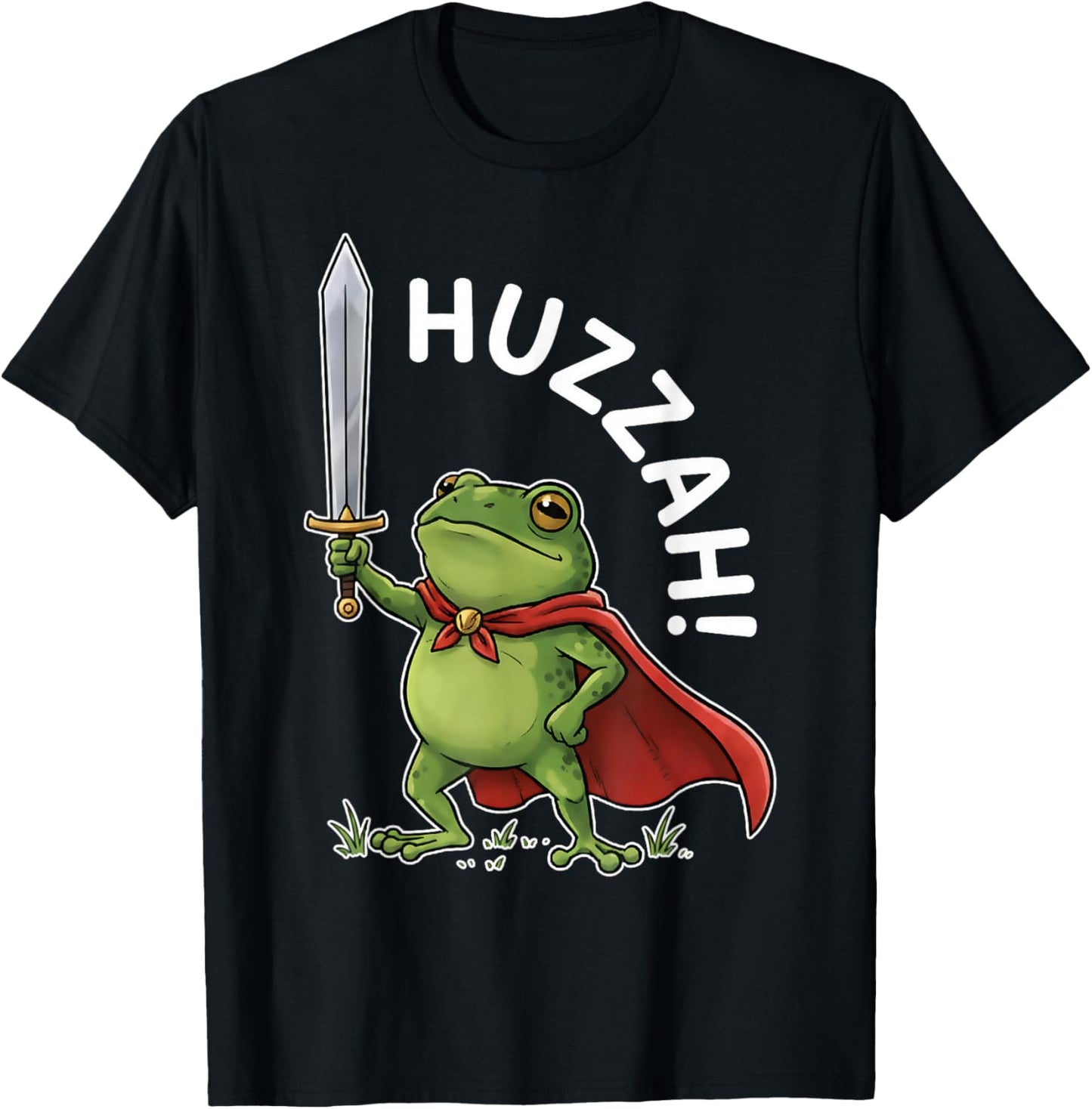 Huzzah Frog Knight Funny Sword Meme Frog Quote Men Women T-Shirt - T-Shirt | Black