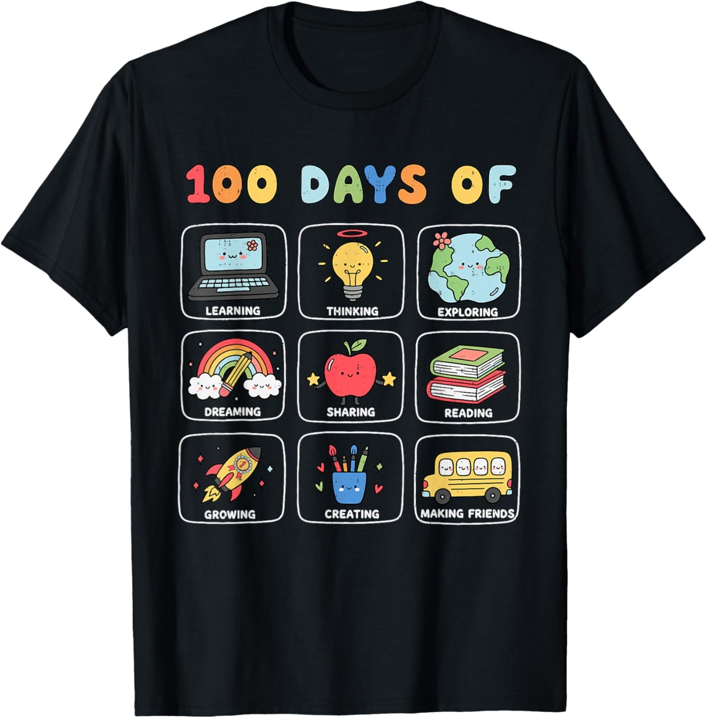 100 Days of Learning Growing 100th Day of School Girls Kids T-Shirt - T-Shirt | Black