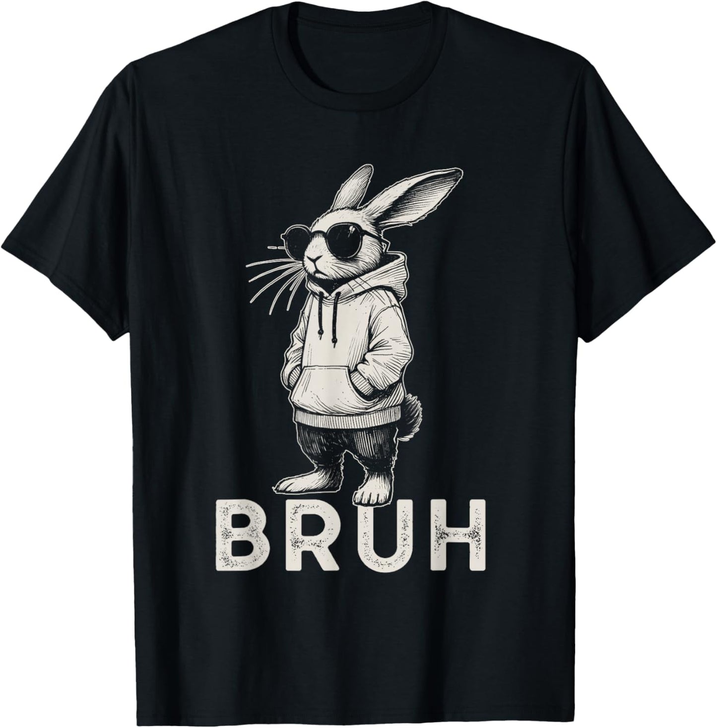 Bruh Bunny Face with Sunglasses Easter Day for Boys Men Kids T-Shirt - T-Shirt | Black