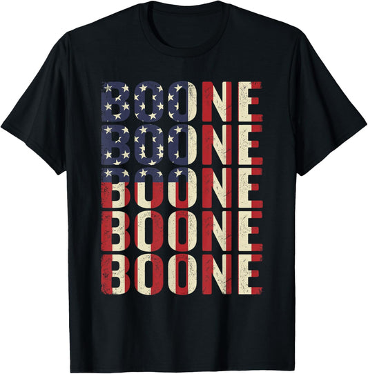 Boone American Flag Distressed Vintage T-Shirt - T-Shirt | Black