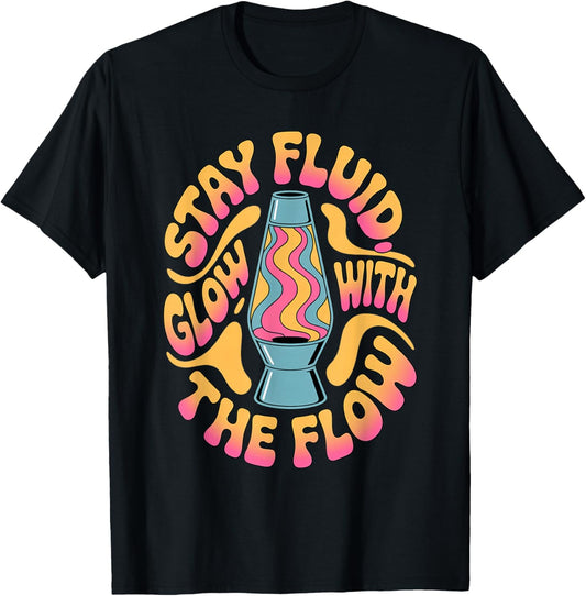 Glow with The Flow Lava Lamp Psychedelic Retro Style T-Shirt - T-Shirt | Black