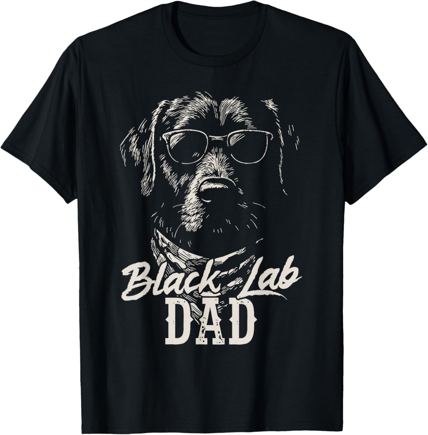 Black Lab Dad Hunting Dog Marsh Scene Sunset Vintage T-Shirt - T-Shirt | Black