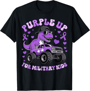 Purple Up Military Kids Military Child Month Monster Truck T-Shirt - T-Shirt | Black