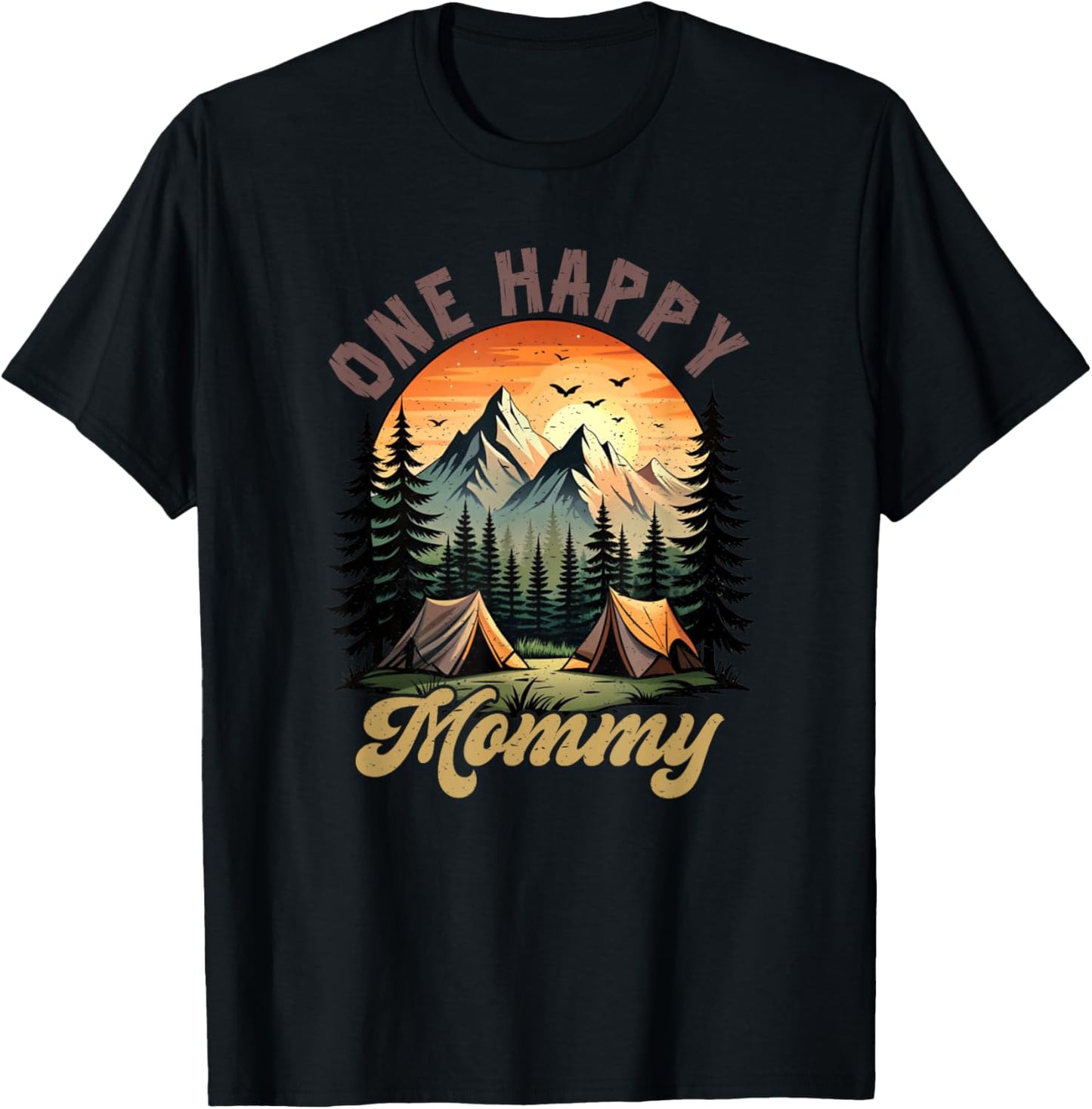 One Happy Mommy Camper 1St Birthday Camping Bear T-Shirt - T-Shirt | Black