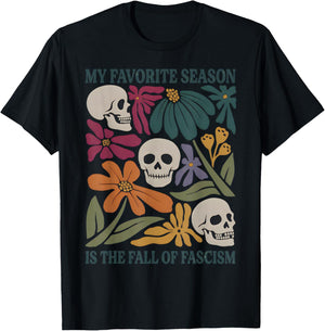 Halloween Retro My Favorite Season is The Fall of Fascism T-Shirt - T-Shirt | Black
