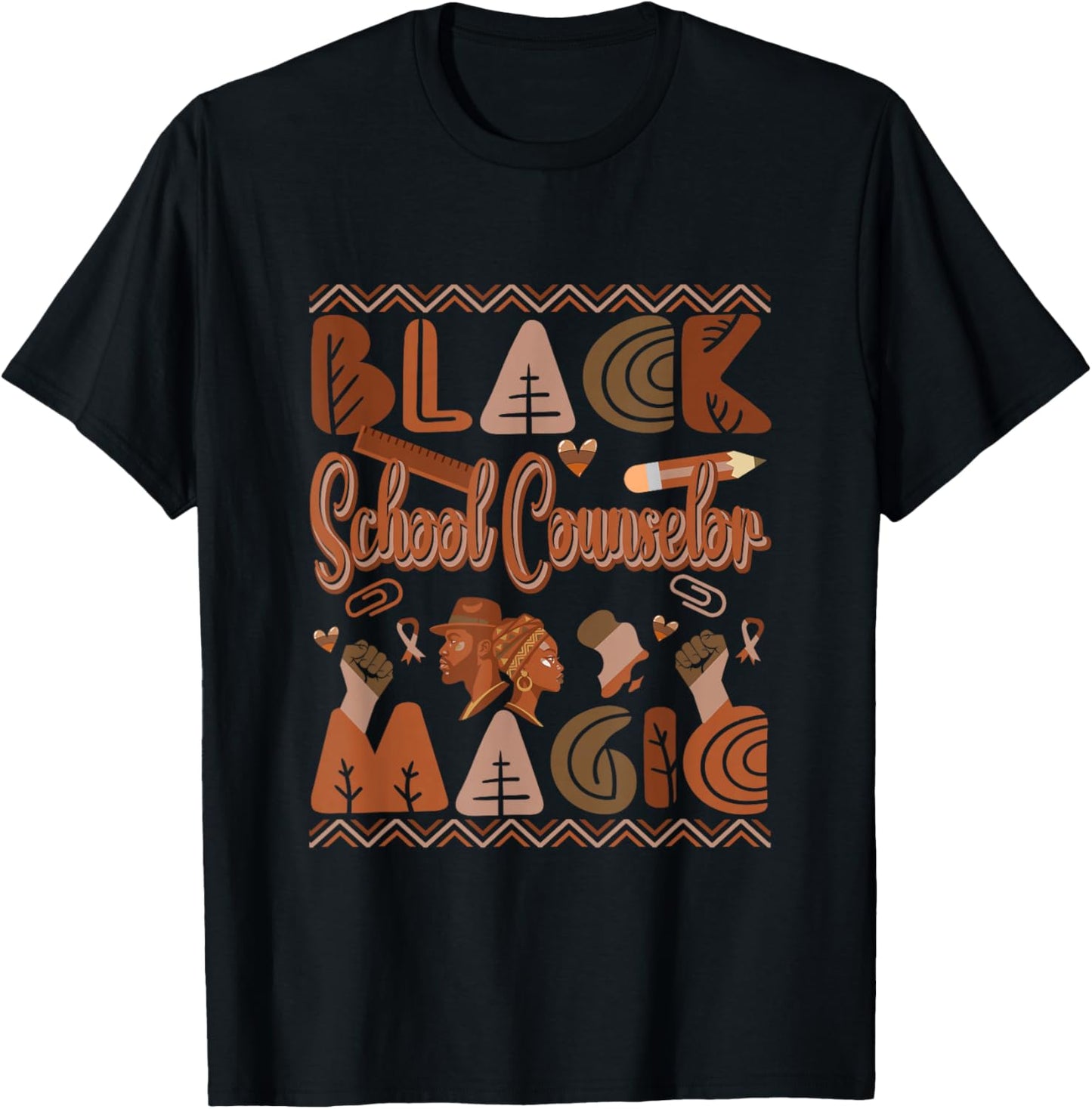 Black Costume School Counselor Proud Black History Month T-Shirt - T-Shirt | Black