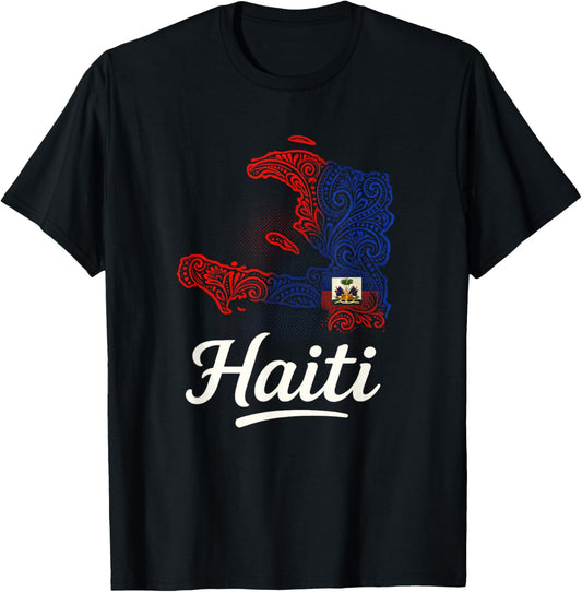 Haiti - Haitian Flag Map Day Proud T-Shirt - T-Shirt | Black