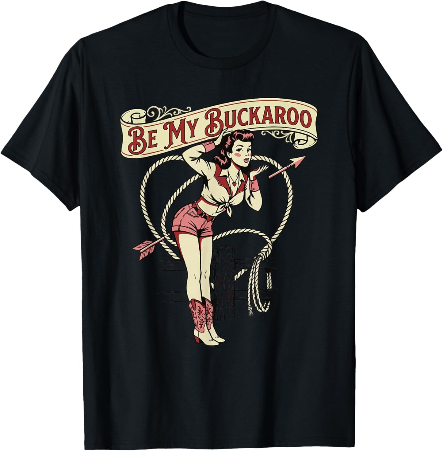 Cowgirl Valentine's Day T-Shirt - T-Shirt | Black