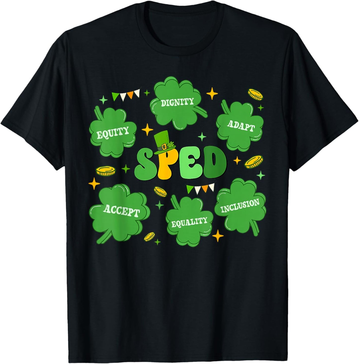 SPED Teacher Lucky Charm St Patricks Day Special Education T-Shirt - T-Shirt | Black