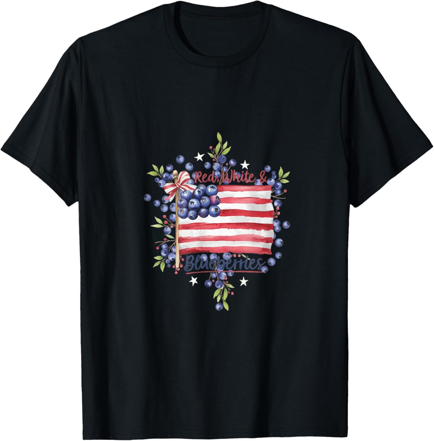 Red, White & Blueberries Funny Vintage Patriot USA T-Shirt - T-Shirt | Black