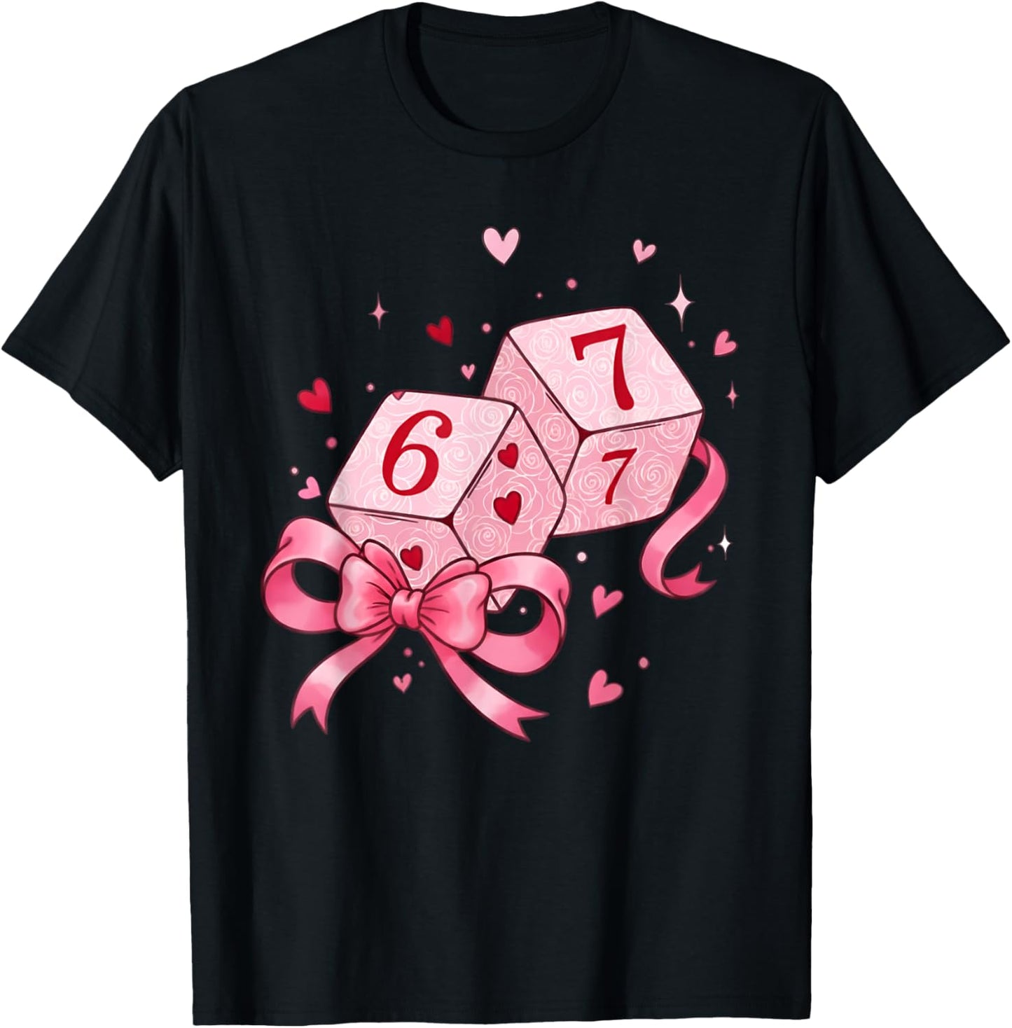 Preppy 67 Valentine Six Seven Dice 6 7 Men Women Kids T-Shirt - T-Shirt | Black