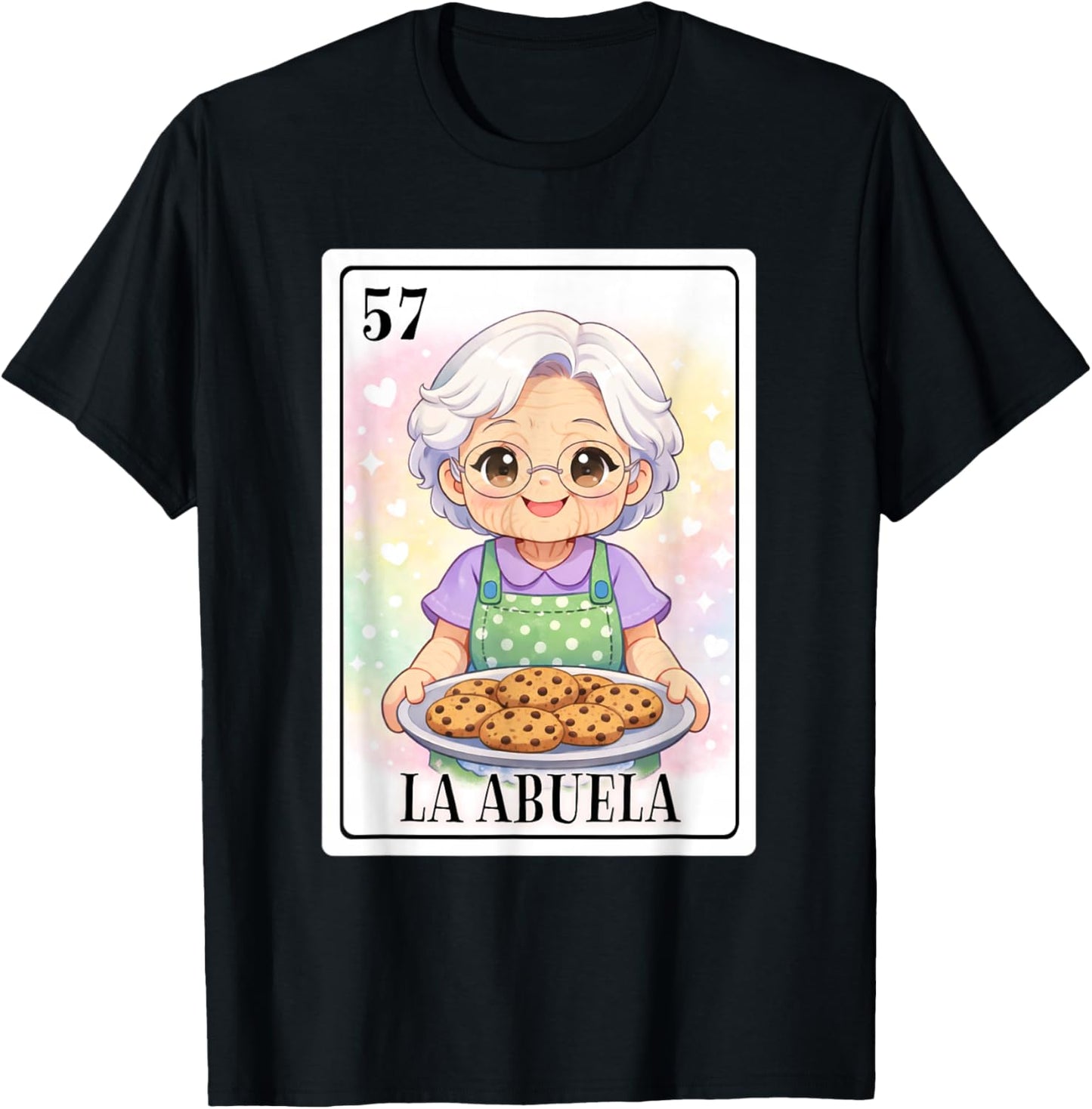 Spanish Grandma La Abuela Chicana Chibi Mexican Bingo Card T-Shirt - T-Shirt | Black