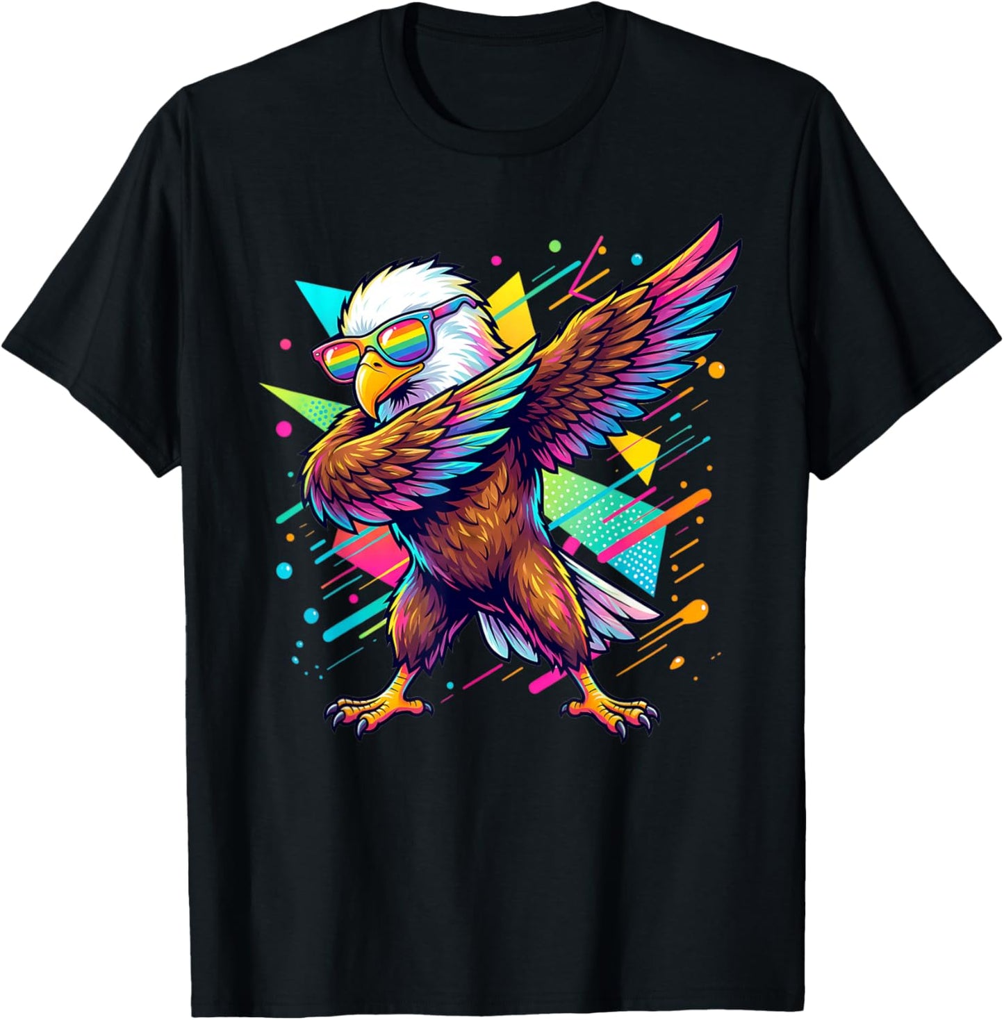 Dabbing Bald Eagle Kids Boys Colorful Eagle Bird Lovers T-Shirt - T-Shirt | Black