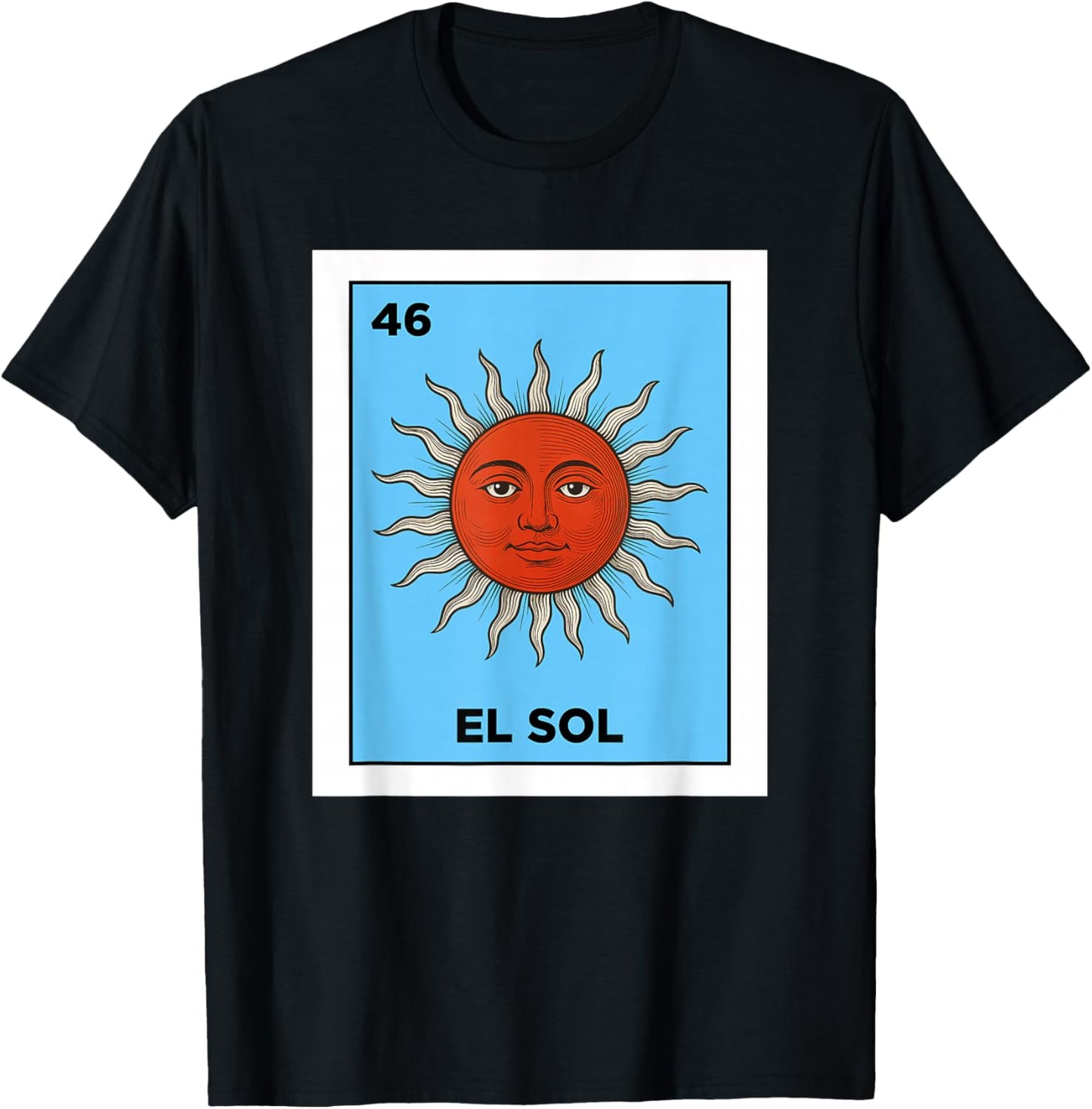 El Sol Card Mexican Lottery Sun Face Mexico Culture T-Shirt - T-Shirt | Black
