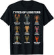 Types of Lobsters, Lobster Species Chart T-Shirt - T-Shirt | Black