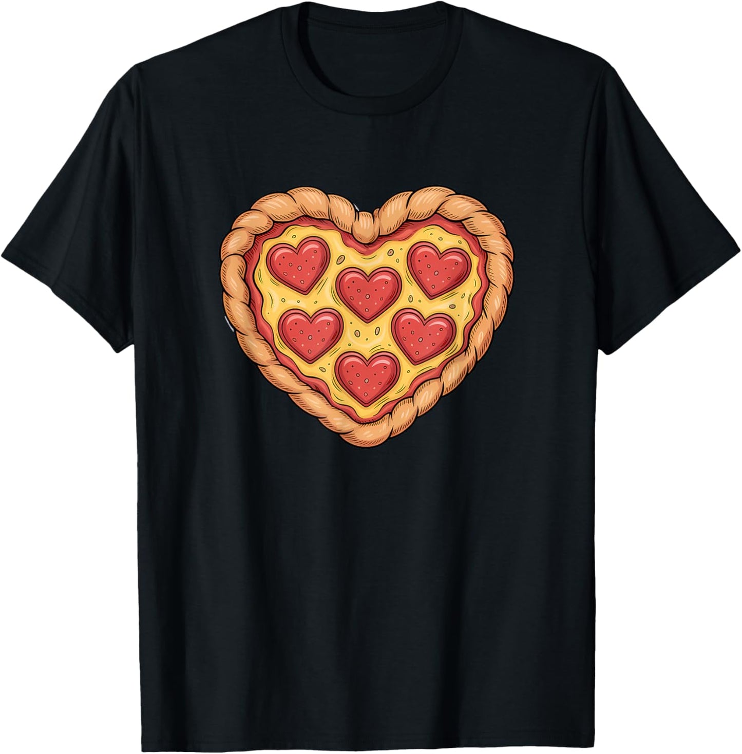 Pizza Day Love Heart Food Lover T-Shirt - T-Shirt | Black