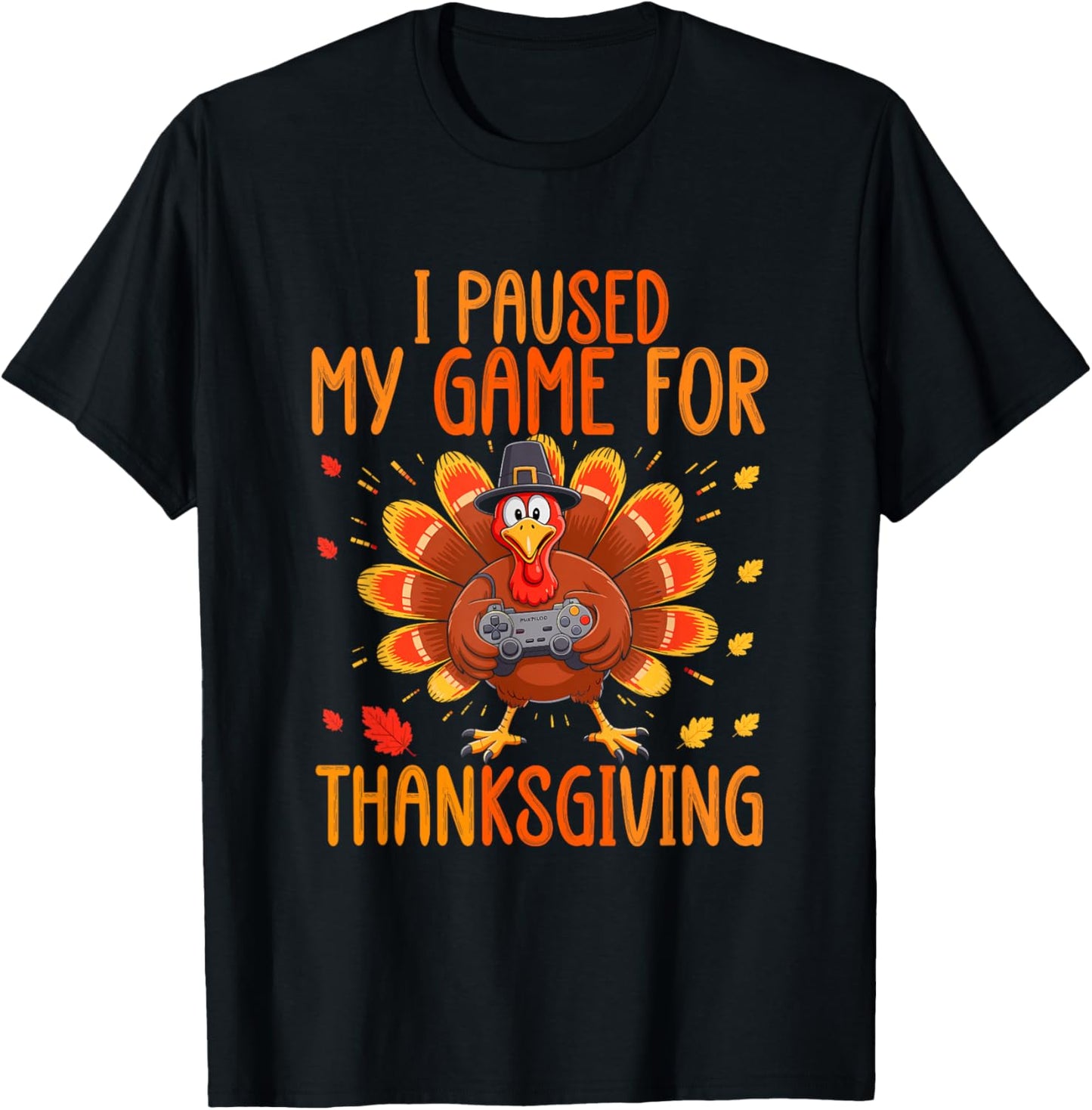 Thanksgiving Gaming Fall Turkey Gamer Boys Kids T-Shirt - T-Shirt | Black