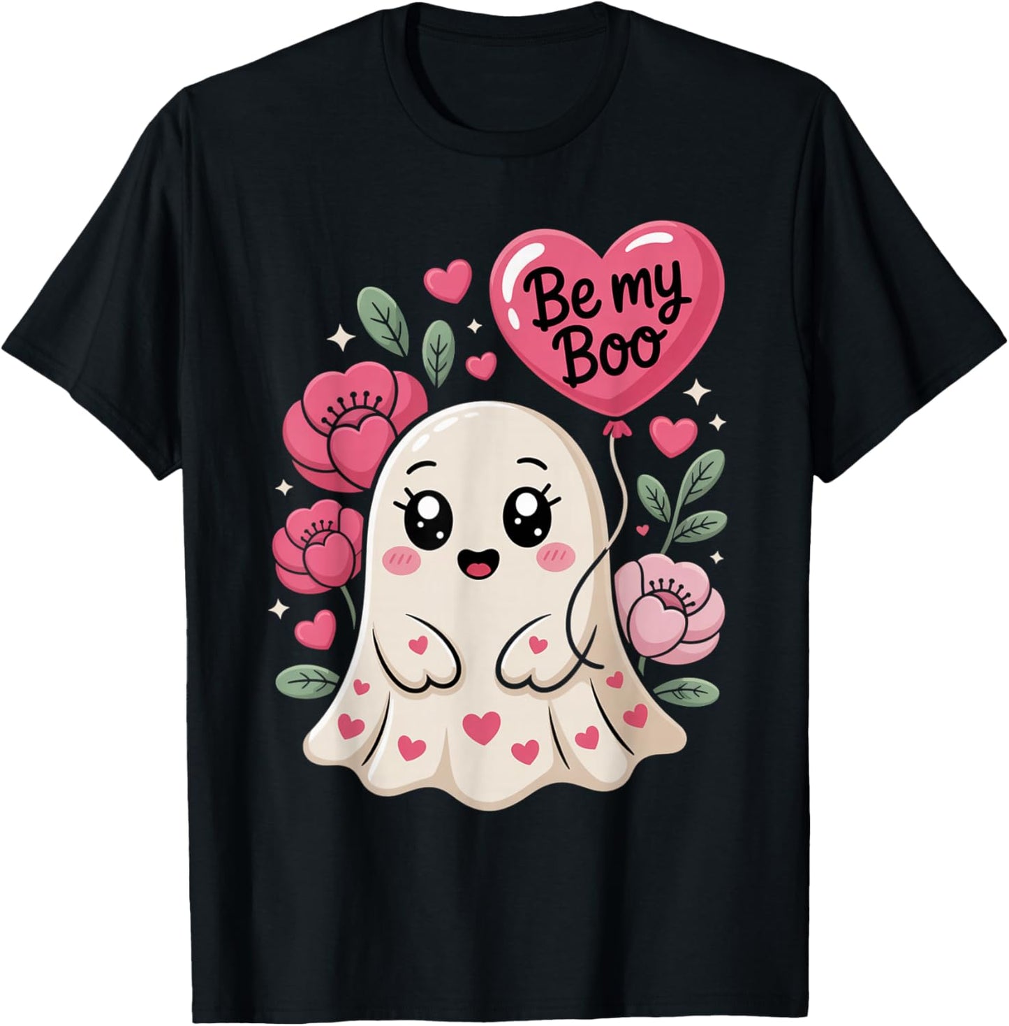 Be My Boo Cute Ghost Valentine´s Day Love T-Shirt - T-Shirt | Black