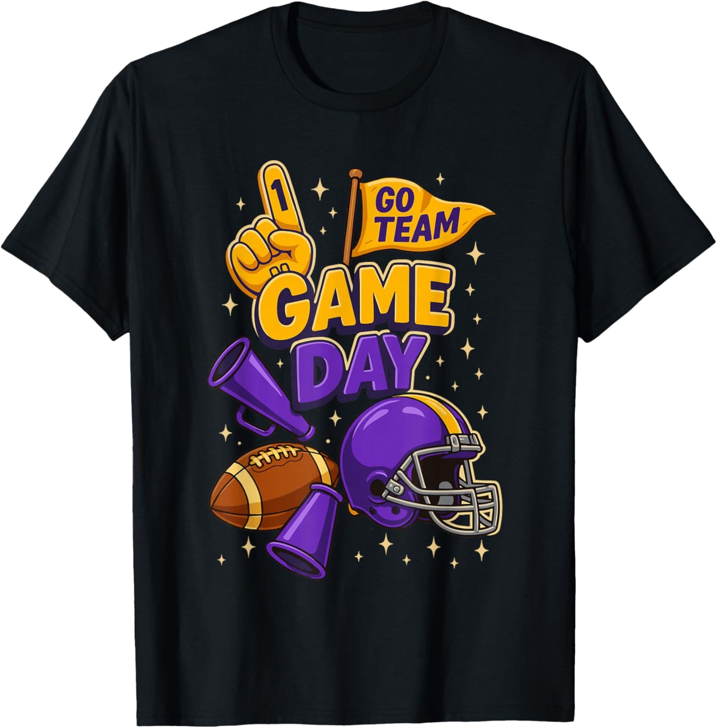 Purple and Gold Game Day Outfits, Football Mom Coquette Bow T-Shirt - T-Shirt | Black
