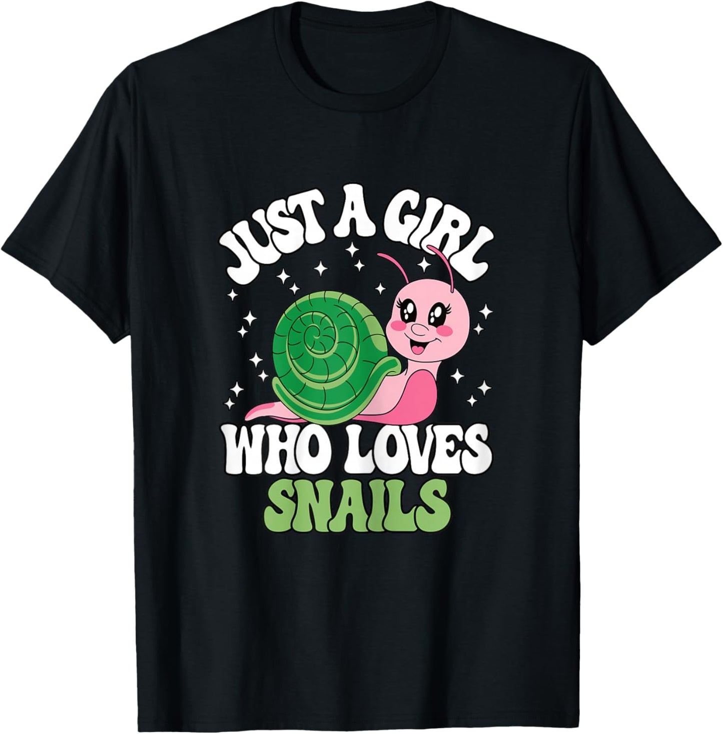 Just A Girl Who Loves Snails Cute Animal Girls Kids T-Shirt - T-Shirt | Black