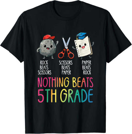 Nothing Beats 5th Grade Funny Back to School Quote T-Shirt - T-Shirt | Black