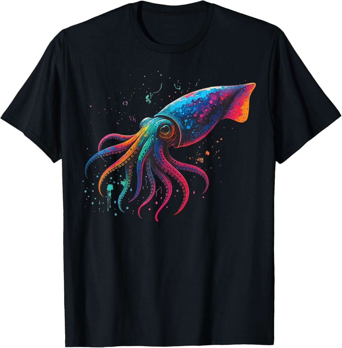 Squid Colorful Ocean T-Shirt - T-Shirt | Black