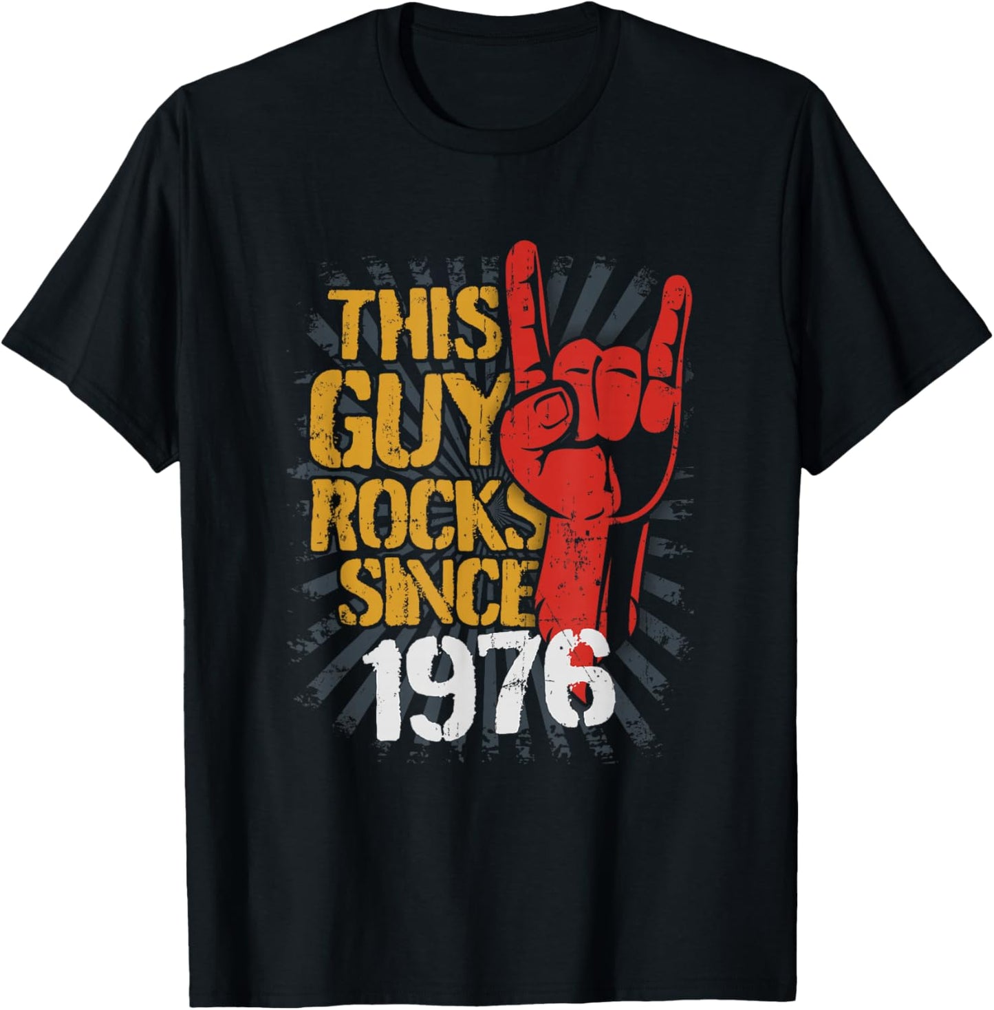 50th Birthday Born in Guy Rocks Since 1976 T-Shirt - T-Shirt | Black