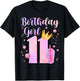 Birthday Girl 11 Yrs Old Boba Tea Theme Party 11th Bday Kids T-Shirt - T-Shirt | Black