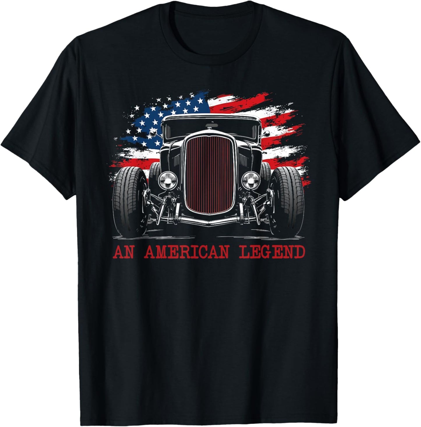 an American Legend Deuce Coupe 1932 Classic Hot Rod Grill T-Shirt - T-Shirt | Black