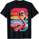 Retro Flamingo Sunset Tropical T-Shirt - T-Shirt | Black