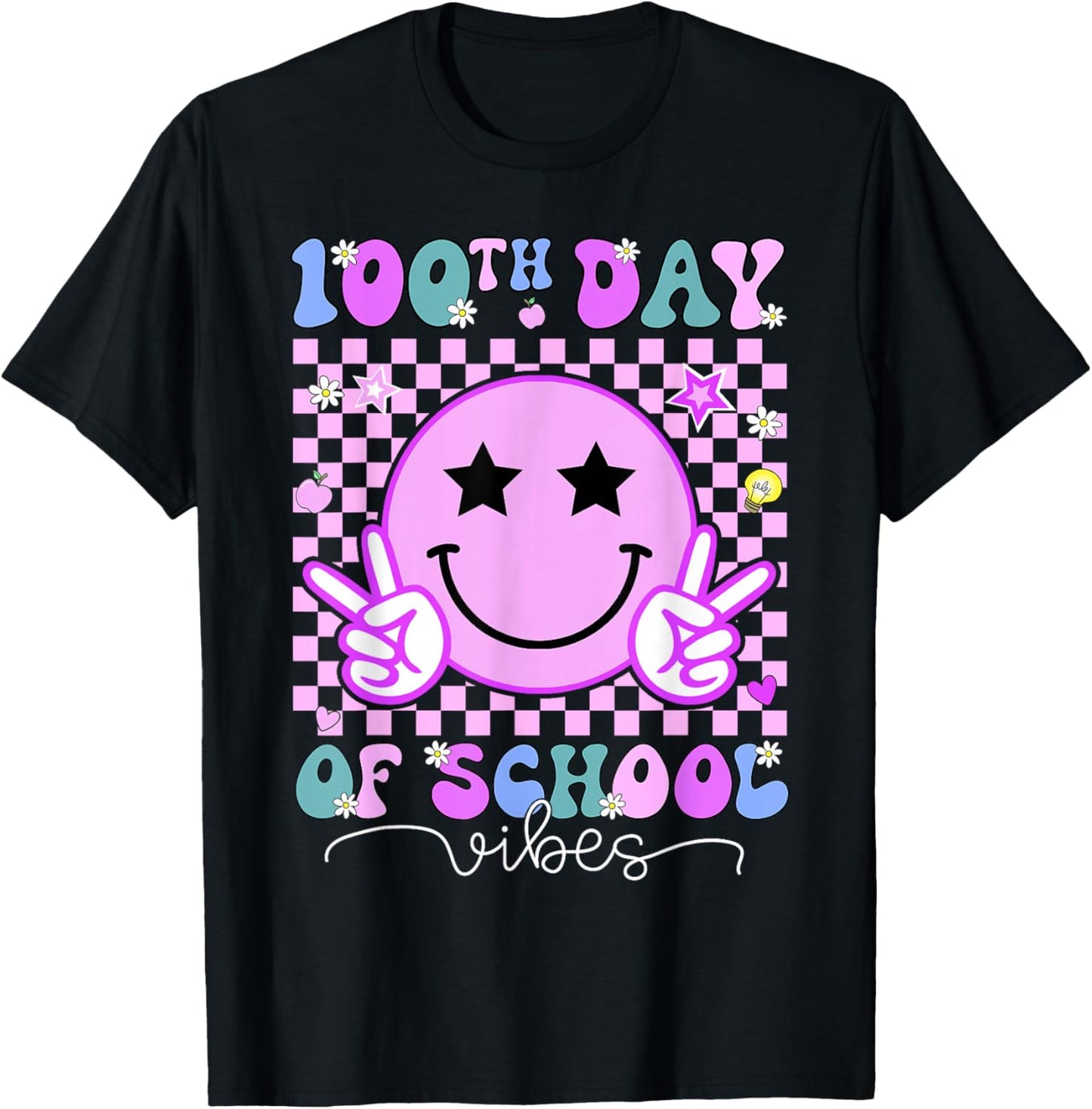 Funny 100 Days Shirt 100th Day of School Vibes Kid Boys Girl T-Shirt - T-Shirt | Black