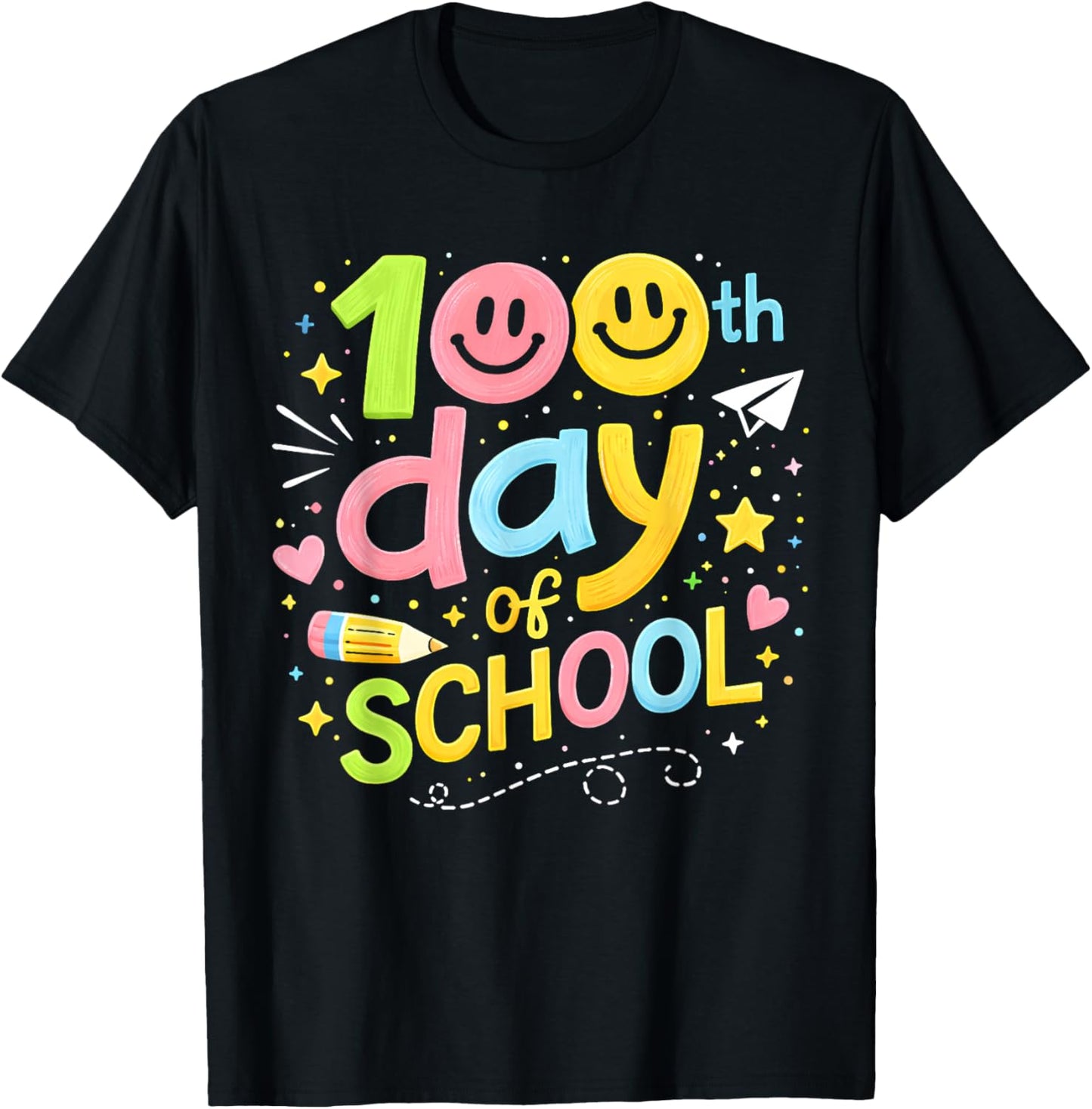 100th Day of School Teacher Girls Kids 100 Days of School T-Shirt - T-Shirt | Black