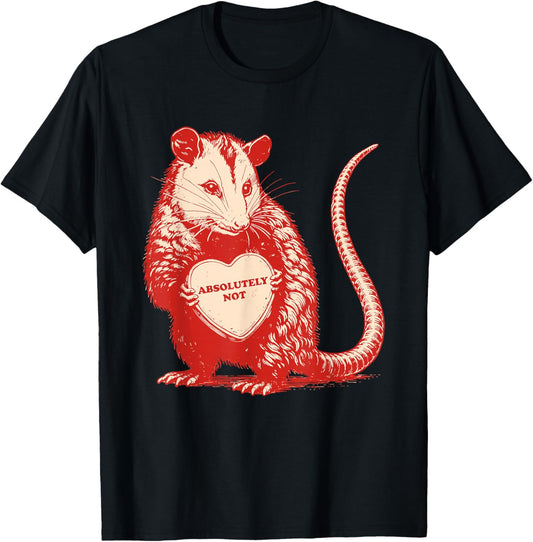 Funny Opossum Absolutely Not Valentine Graphic T-Shirt - T-Shirt | Black