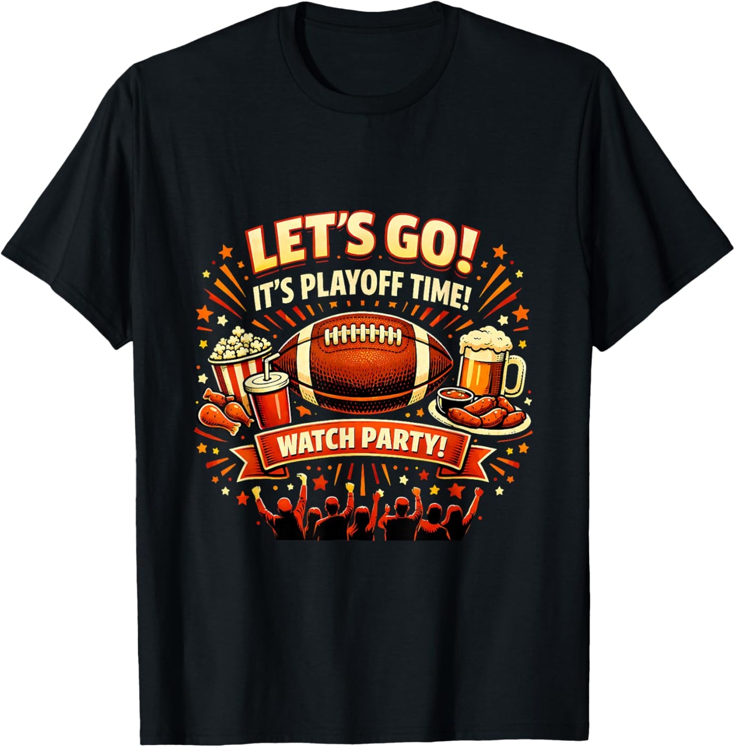 Playoff Game Day Football Friends Snacks Watch Party 2026 T-Shirt - T-Shirt | Black