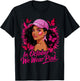 in October We Wear Pink Breast Cancer Awareness Afro Woman T-Shirt - T-Shirt | Black
