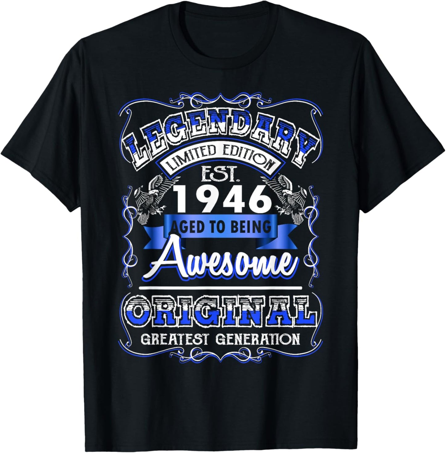 80th Birthday Gift Legendary Est. 1946 80 Years Old T-Shirt - T-Shirt | Black