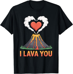 I Lava You Volcano Heart Eruption Love Valentines Day T-Shirt - T-Shirt | Black